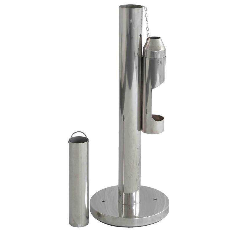 Posacenere da esterno da fissare al pavimento cromato