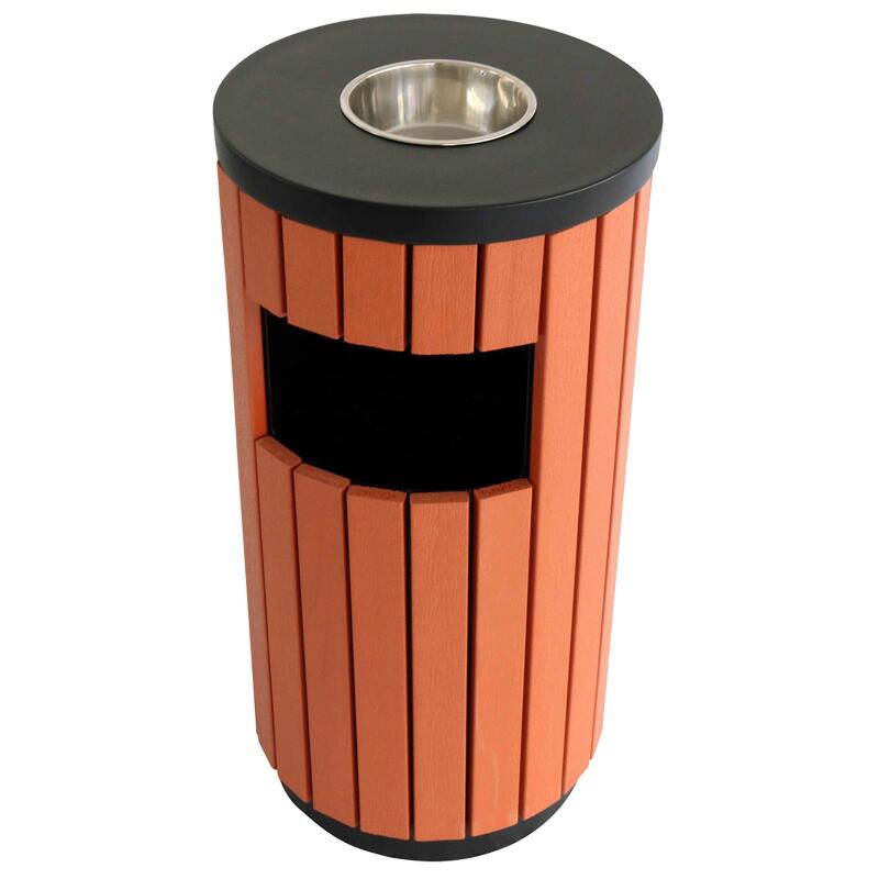 Set 2 pattumiere da esterno in legno + posacenere - 29 L