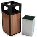 Set di 2 pattumiere in acciaio e polywood con posacenere - 29 L