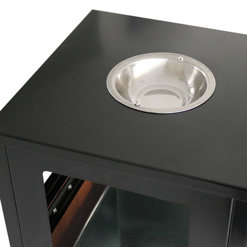 Set di 2 pattumiere in acciaio e polywood con posacenere - 29 L