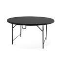 Tavolo pieghevole nero rotondo 150 cm in HDPE - 8 posti