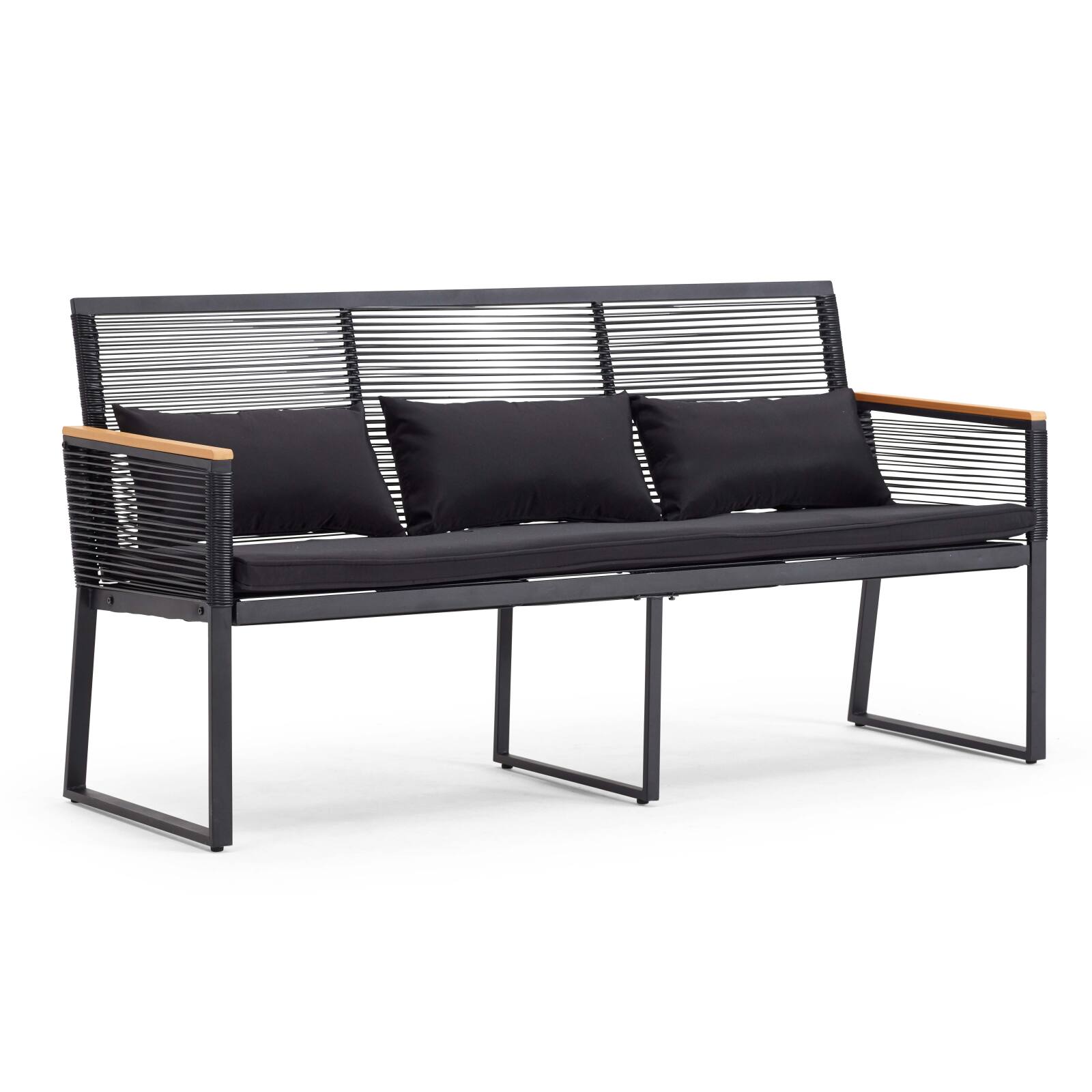 Mobile da giardino in fili intrecciati neri - 5 posti