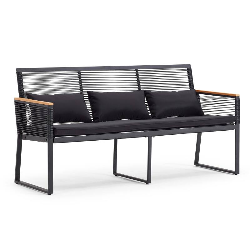 Mobile da giardino in fili intrecciati neri - 5 posti