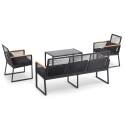 Mobile da giardino in fili intrecciati neri - 5 posti