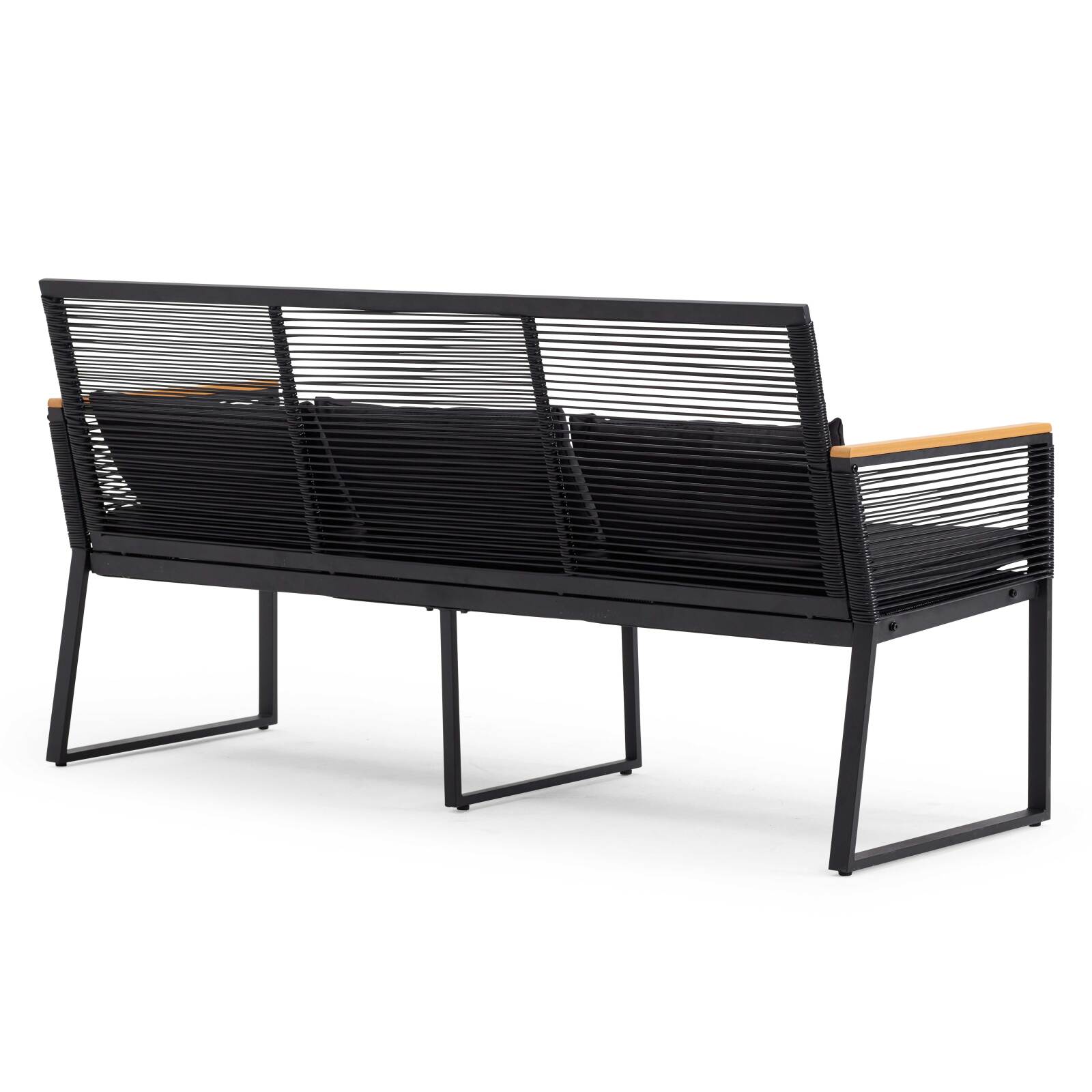 Mobile da giardino in fili intrecciati neri - 5 posti