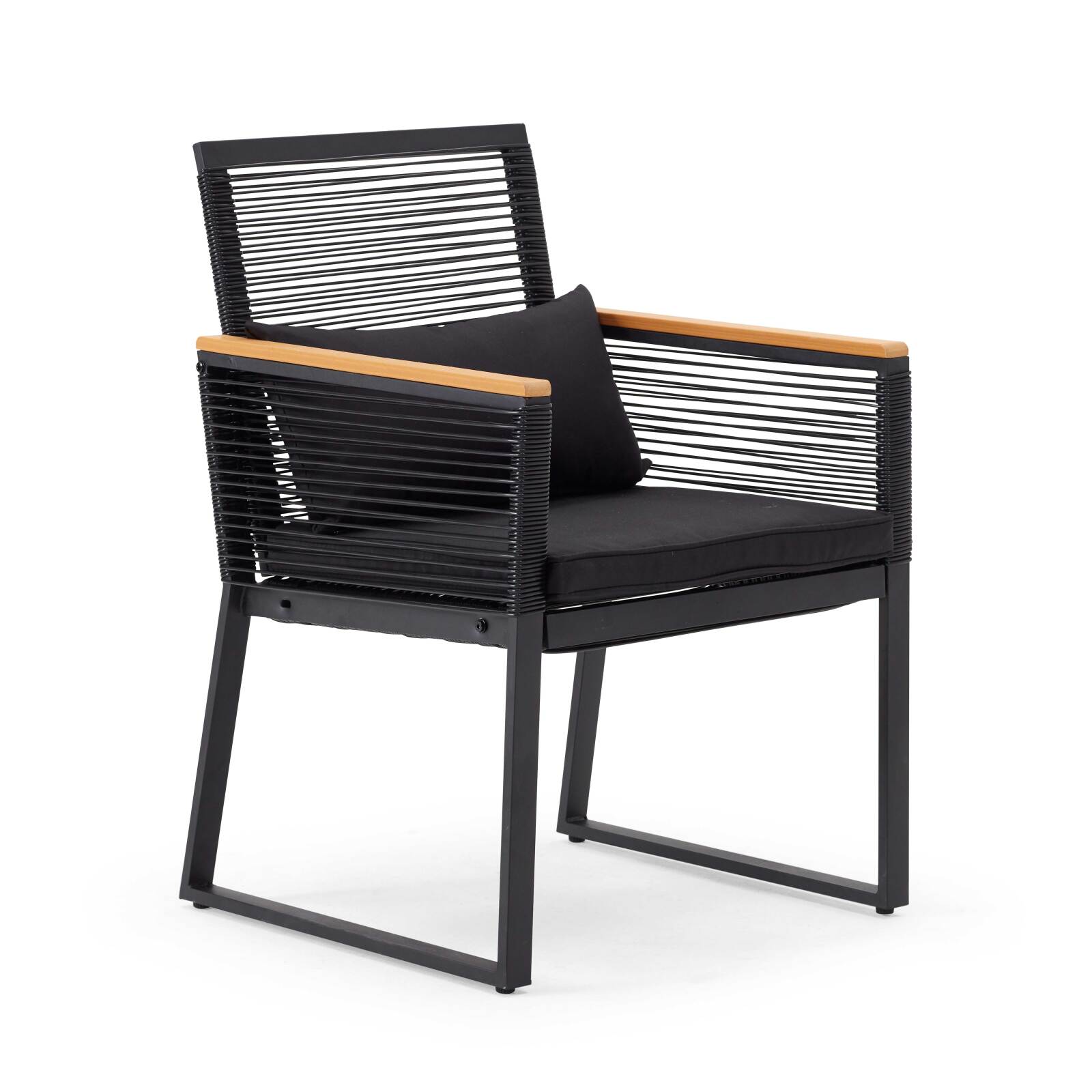 Mobile da giardino in fili intrecciati neri - 5 posti