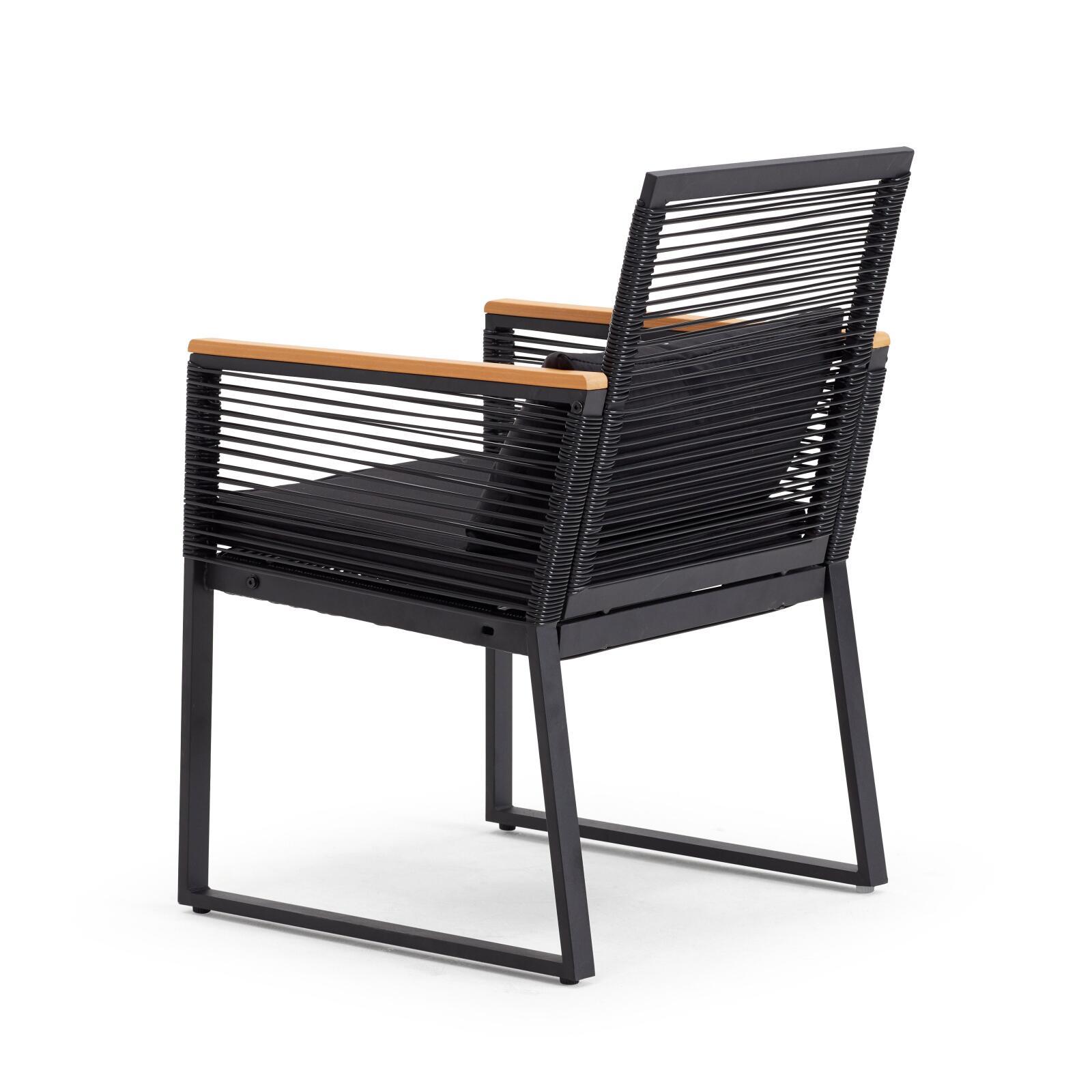 Mobile da giardino in fili intrecciati neri - 5 posti