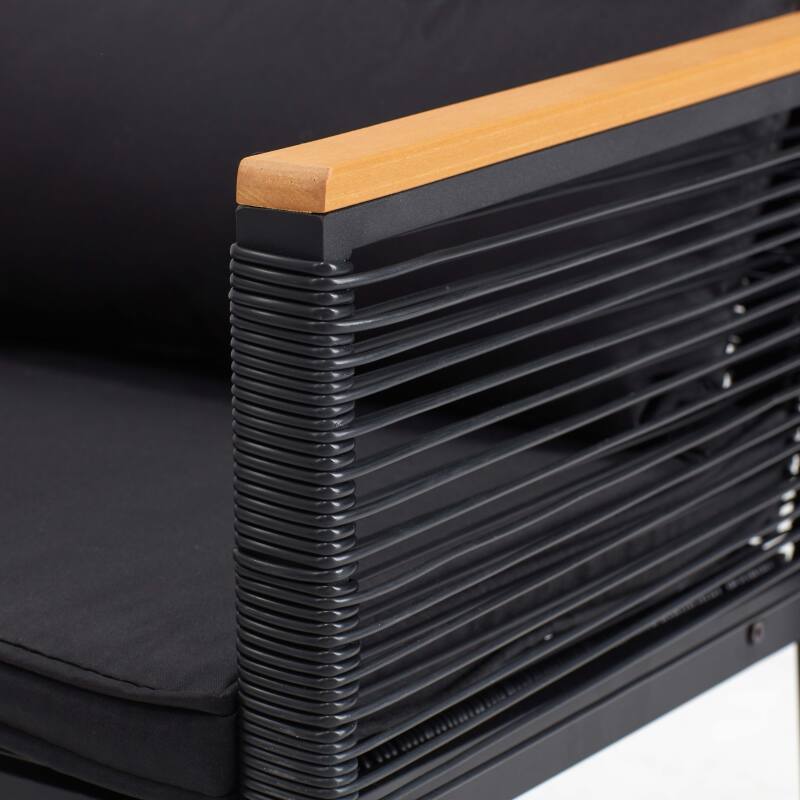 Mobile da giardino in fili intrecciati neri - 5 posti