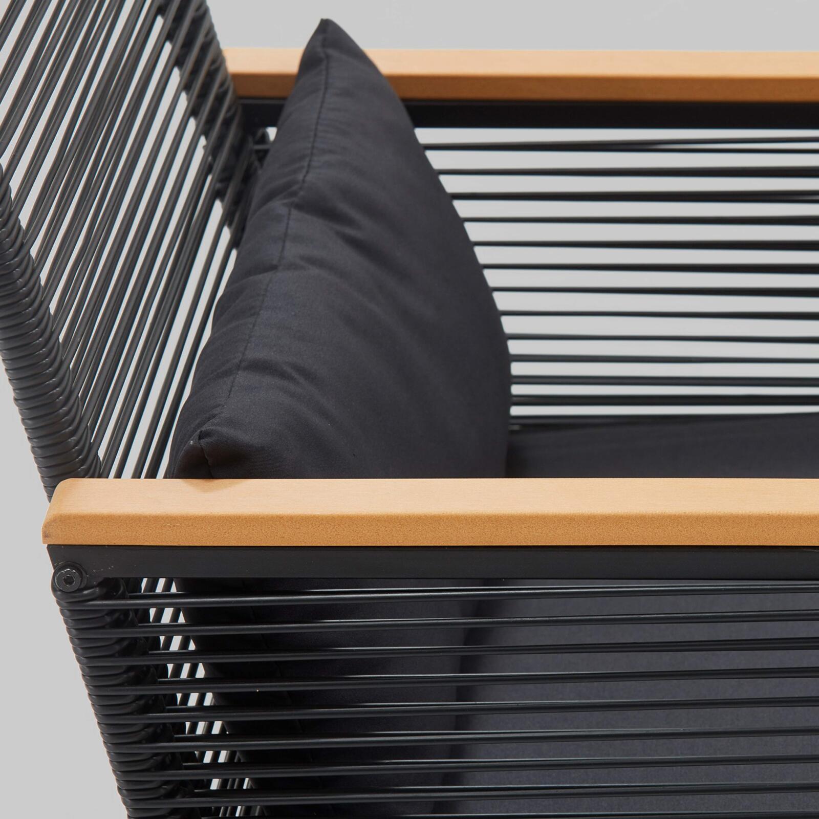 Mobile da giardino in fili intrecciati neri - 5 posti