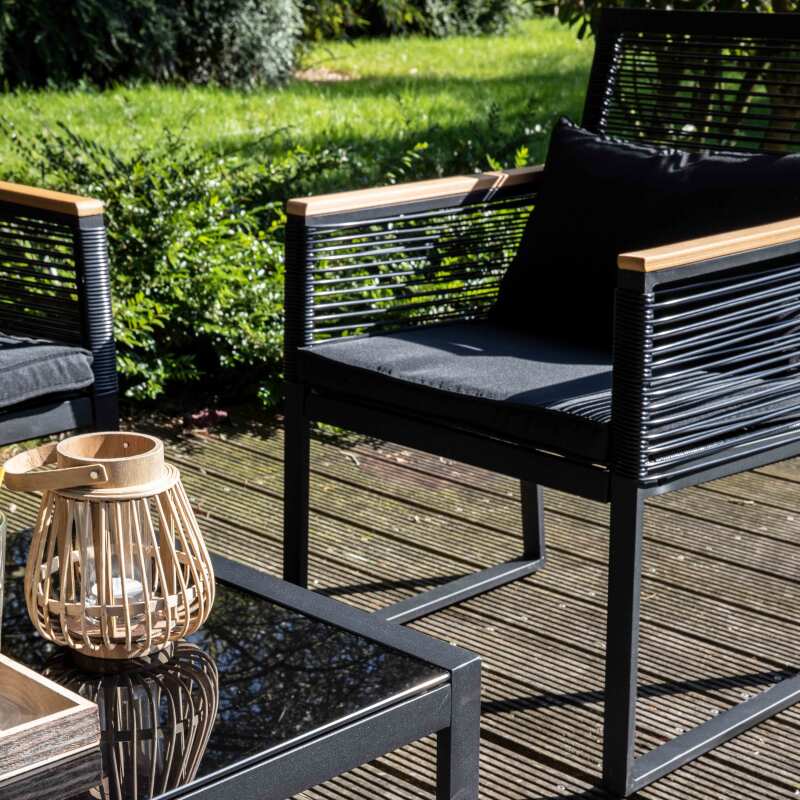 Mobile da giardino in fili intrecciati neri - 5 posti