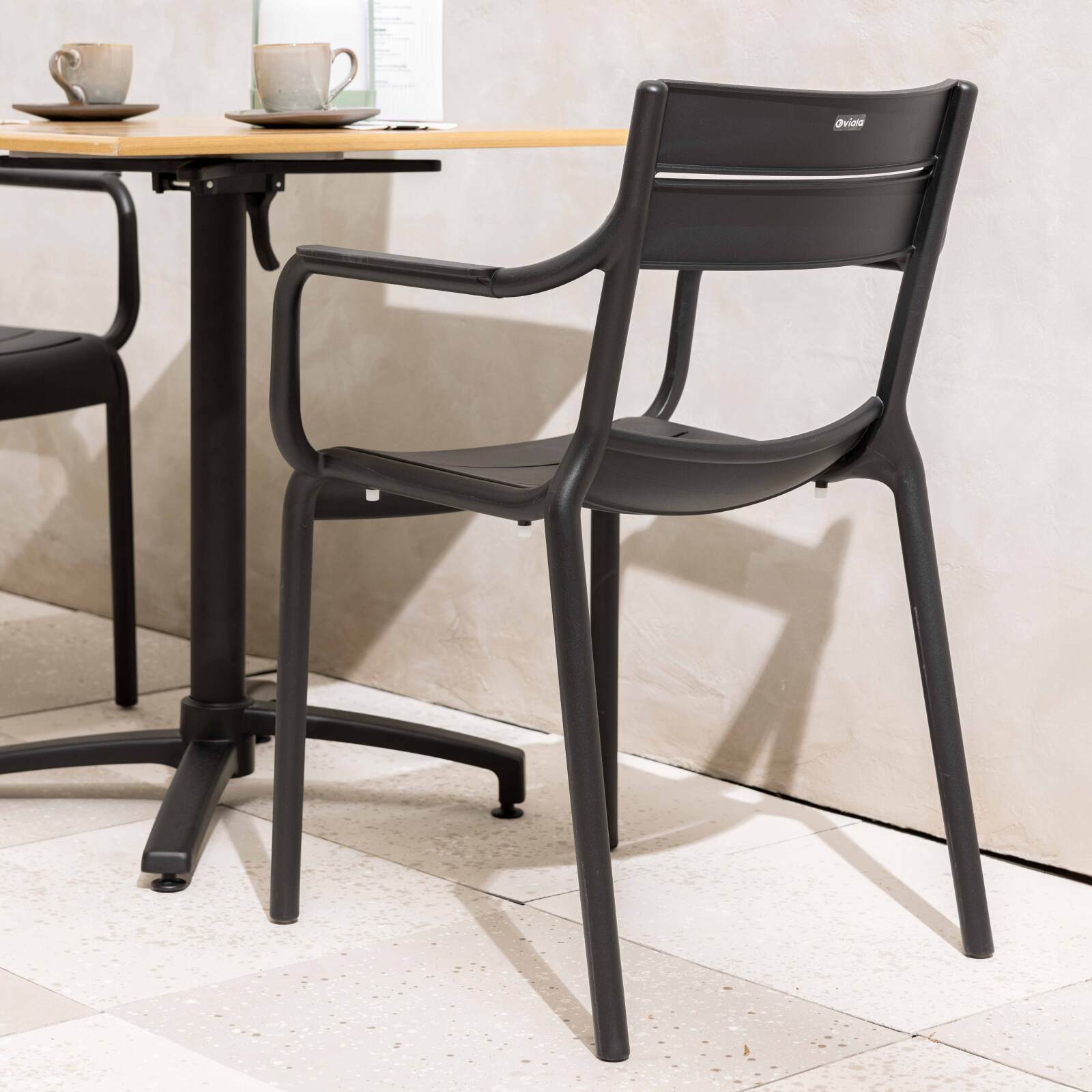 Sedia da giardino in plastica con braccioli