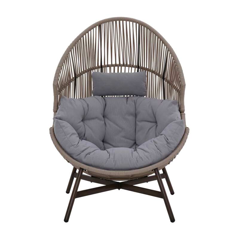 Poltrona da giardino Egg su base in acciaio e rattan 142 cm
