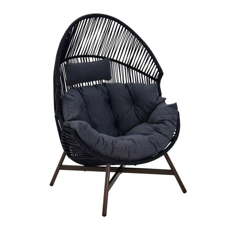 Poltrona da giardino Egg su base in acciaio e rattan 142 cm