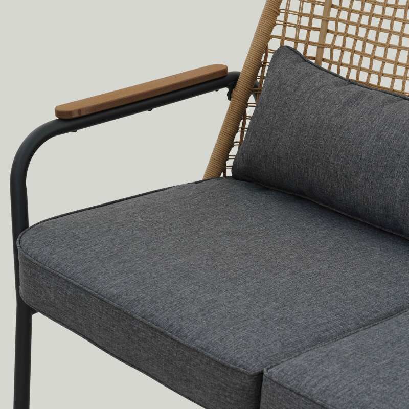 Mobile da giardino in rattan a 4 posti con divano, 2 poltrone e tavolino