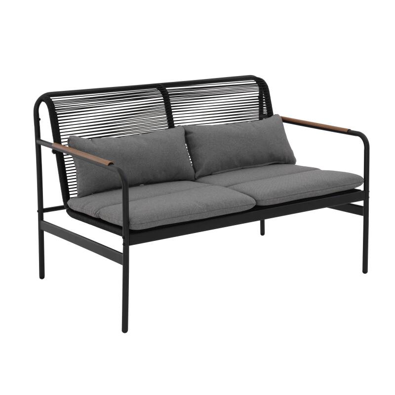 Mobile da giardino in metallo a 4 posti con 1 divano, 2 poltrone e tavolino