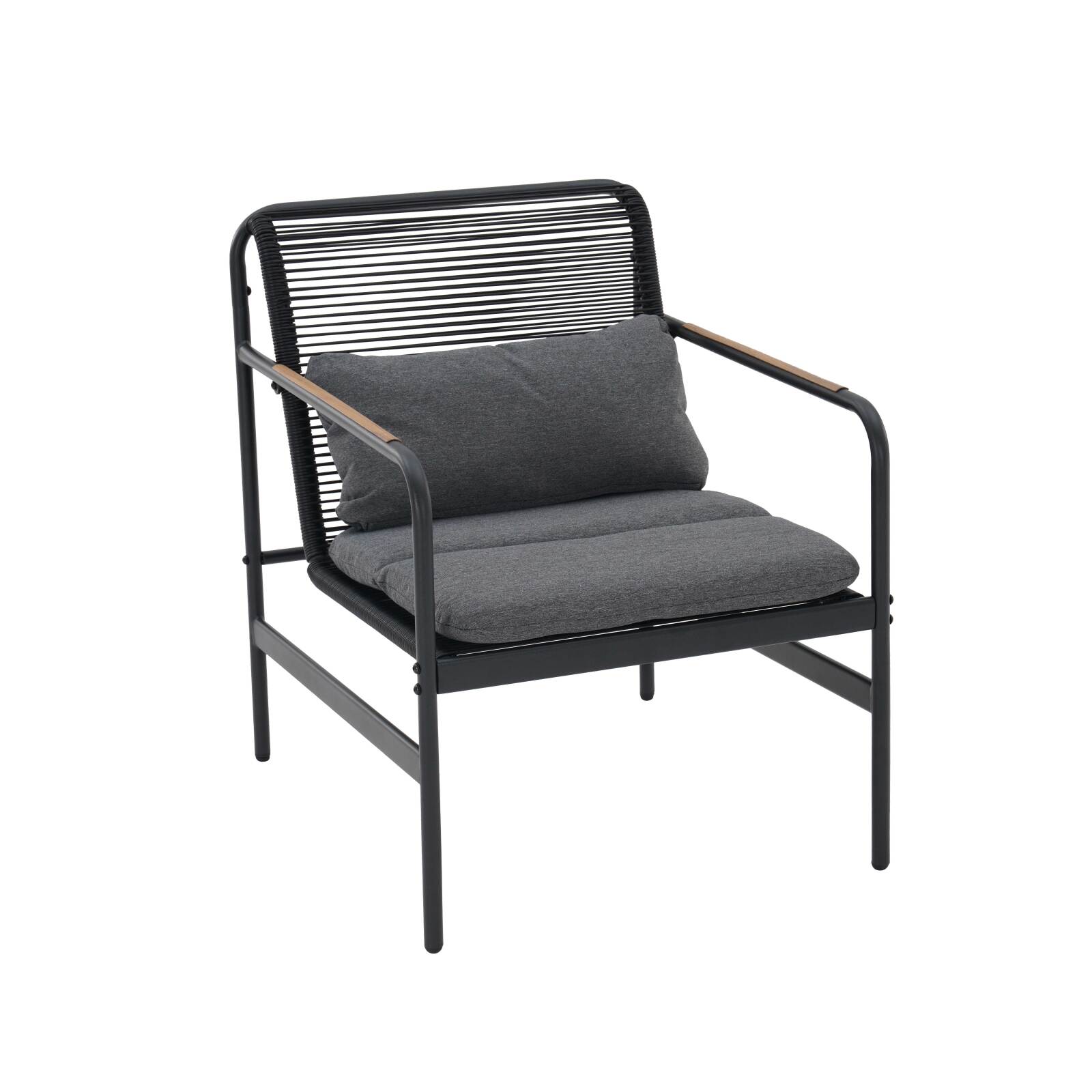 Mobile da giardino in metallo a 4 posti con 1 divano, 2 poltrone e tavolino