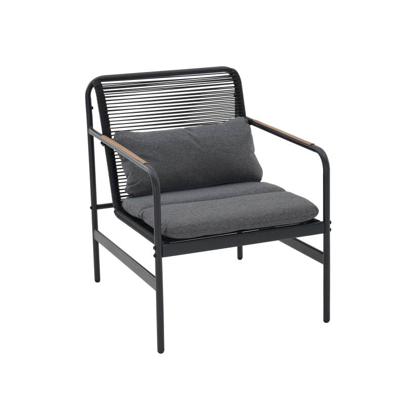 Mobile da giardino in metallo a 4 posti con 1 divano, 2 poltrone e tavolino