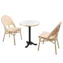 Tavolo da terrazza ⌀60 cm reclinabile in laminato e 2 sedie stile bistrot in rattan sintetico