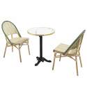 Tavolo da terrazza ⌀60 cm reclinabile in laminato e 2 sedie stile bistrot in rattan sintetico