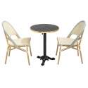 Tavolo da terrazza ⌀60 cm reclinabile in laminato e 2 sedie stile bistrot in rattan sintetico