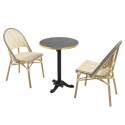 Tavolo da terrazza ⌀60 cm reclinabile in laminato e 2 sedie stile bistrot in rattan sintetico