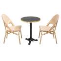 Tavolo da terrazza ⌀60 cm reclinabile in laminato e 2 sedie stile bistrot in rattan sintetico