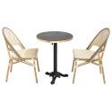 Tavolo da terrazza ⌀60 cm reclinabile in laminato e 2 sedie stile bistrot in rattan sintetico