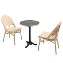 Tavolo da terrazza ⌀60 cm reclinabile in laminato e 2 sedie stile bistrot in rattan sintetico