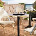 Tavolo da terrazza ⌀60 cm reclinabile in laminato e 2 sedie stile bistrot in rattan sintetico