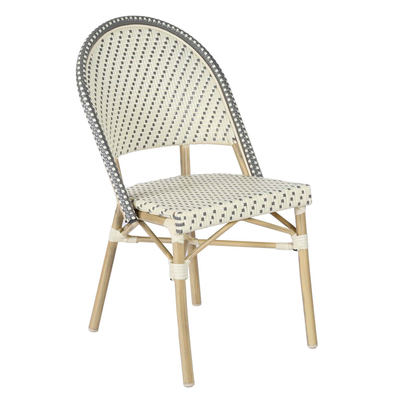 Tavolo da terrazza ⌀60 cm reclinabile in laminato e 2 sedie stile bistrot in rattan sintetico