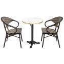 Tavolo da terrazza ⌀60 cm reclinabile in laminato e 2 sedie bistrot in alluminio e rattan sintetico