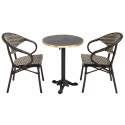 Tavolo da terrazza ⌀60 cm reclinabile in laminato e 2 sedie bistrot in alluminio e rattan sintetico