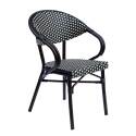 Tavolo da terrazza ⌀60 cm reclinabile in laminato e 2 sedie bistrot in alluminio e rattan sintetico