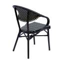 Tavolo da terrazza ⌀60 cm reclinabile in laminato e 2 sedie bistrot in alluminio e rattan sintetico
