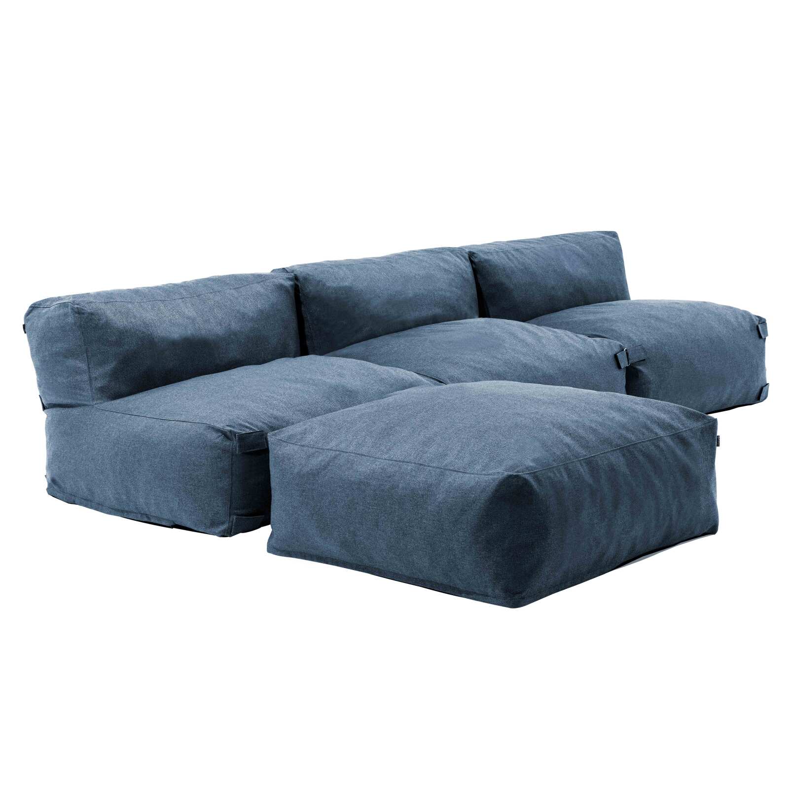 Divano angolare modulare con 3 poltrone e 1 pouf