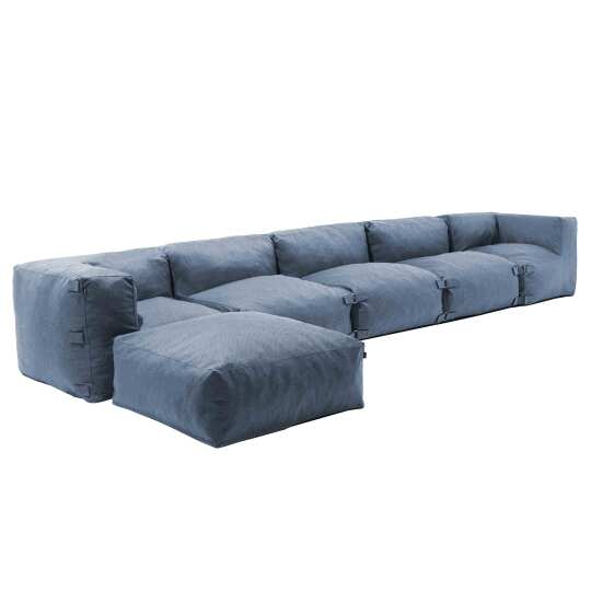 Divano angolare modulare con 3 poltroncine, 2 poltrone angolari e 1 pouf