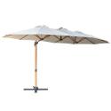 Ombrellone a braccio a 3 teste (4,5 x 2,65 m) con palo girevole a 360° in effetto legno e copertura protettiva