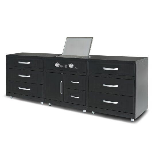 Cucina da esterno in acciaio a 3 elementi con fornello a gas