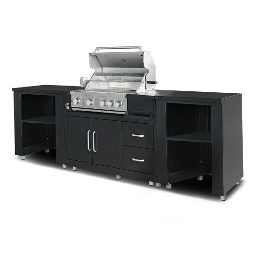 Cucina da esterno in metallo con barbecue e spazio - 3 moduli | Oviala