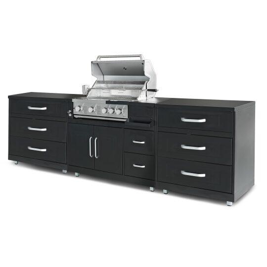 Cucina da esterno in metallo con barbecue e spazio - 3 moduli | Oviala