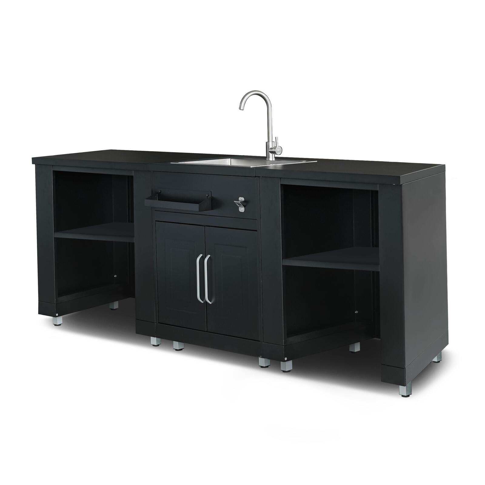 Cucina da esterno in acciaio a 3 elementi con lavello Cucina da esterno in acciaio a 3 elementi con lavello