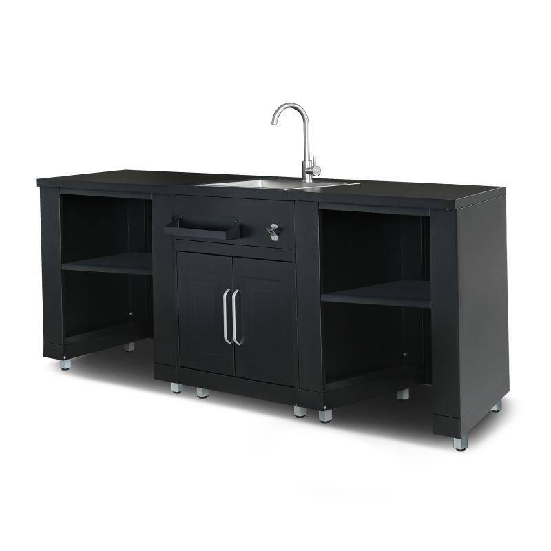 Cucina da esterno in acciaio a 3 elementi con lavello