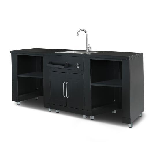 Cucina da esterno in metallo con lavatoio da esterno e spazio - 3 moduli | Oviala