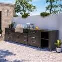 Cucina da esterno in metallo con barbecue e spazio - 4 moduli - Lifestyle