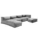 Mobile da giardino componibile con 2 chaise longue, 1 poltrona angolare, 1 chaise longue e 1 pouf 