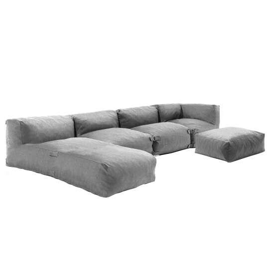 Mobile da giardino componibile con 2 chaise longue, 1 poltrona angolare, 1 chaise longue e 1 pouf