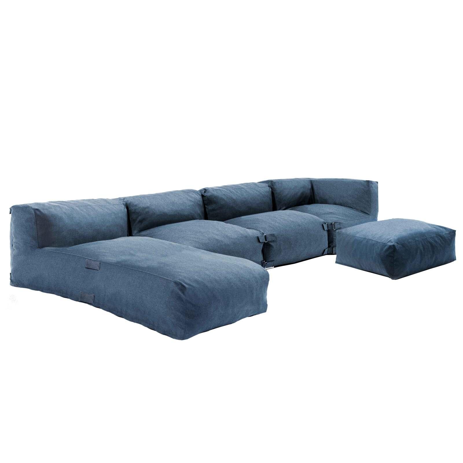 Mobile da giardino componibile con 2 chaise longue, 1 poltrona angolare, 1 chaise longue e 1 pouf 