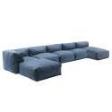 Mobile da giardino componibile con 3 chaise longue, 1 poltrona angolare, 1 chaise longue e 1 pouf