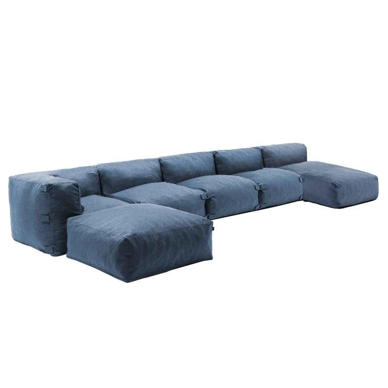 Mobile da giardino componibile con 3 chaise longue, 1 poltrona angolare, 1 chaise longue e 1 pouf