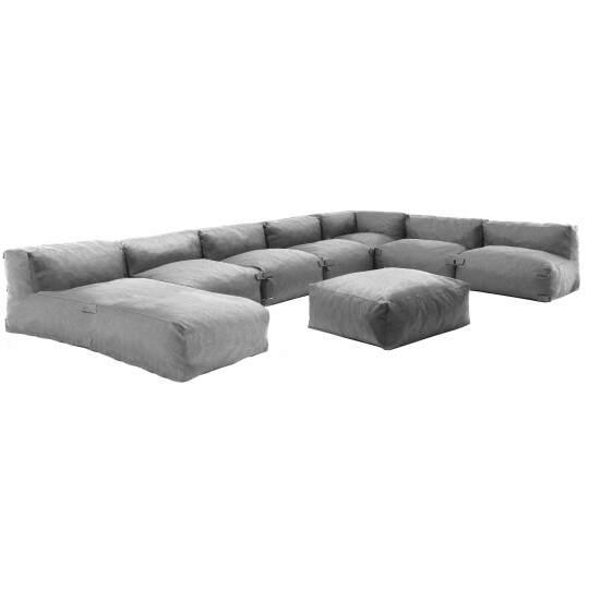 Mobile da giardino componibile con 5 chaise longue, 1 poltrona angolare, 1 chaise longue e 1 pouf